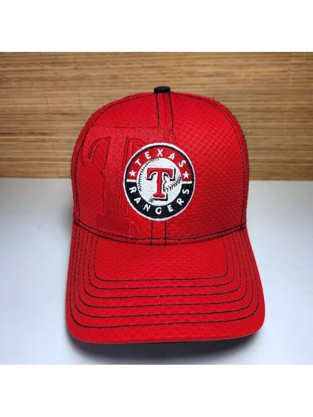 Texas Rangers Fitted Hat Medium Large New Era MLB Baseball Cap Red Logo